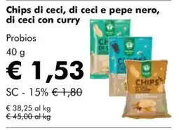 NaturaSì Chips di ceci, di ceci e pepe nero, di ceci con curry Probios offerta