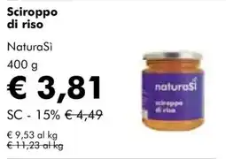 NaturaSì Sciroppo di riso NaturaSi offerta