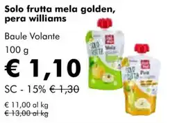 NaturaSì Solo frutta mela golden, pera williams offerta