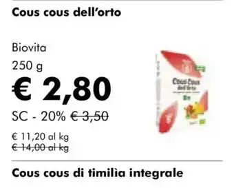 NaturaSì Cous cous dell'orto Biovita offerta
