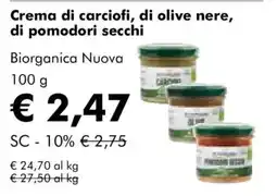 NaturaSì Crema di carciofi, di olive nere, di pomodori secchi Biorganica Nuova offerta