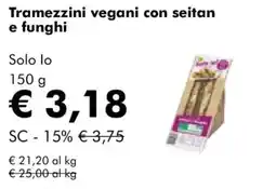NaturaSì Tramezzini vegani con seitan e funghi offerta