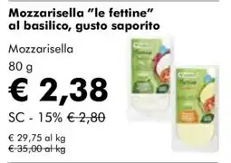 NaturaSì Mozzarisella "le fettine" al basilico, gusto saporito offerta