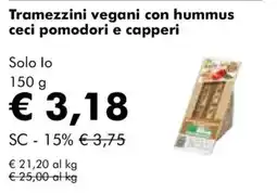 NaturaSì Tramezzini vegani con hummus ceci pomodori e capperi offerta
