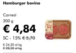 NaturaSì Hamburger bovino Carnesì offerta