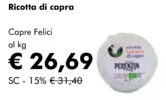 NaturaSì Ricotta di capra Capre Felici offerta