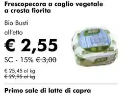 NaturaSì Frescopecora a caglio vegetale a crosta fiorita Bio Busti offerta