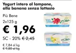 NaturaSì Yogurt intero al lampone, alla banana senza lattosio Più Bene offerta