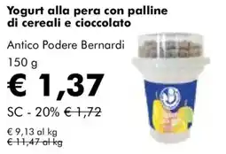 NaturaSì Yogurt alla pera con palline di cereali e cioccolato Antico Podere Bernardi offerta