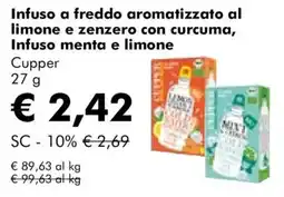 NaturaSì Infuso a freddo aromatizzato al limone e zenzero con curcuma, Infuso menta e limone Cupper offerta