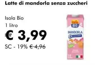 NaturaSì Latte di mandorla senza zuccheri Isola Bio offerta