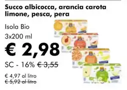 NaturaSì Succo albicocca, arancia carota limone, pesca, pera Isola Bio offerta