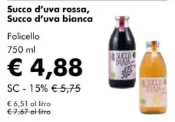 NaturaSì Succo d'uva rossa, Succo d'uva bianca Folicello offerta