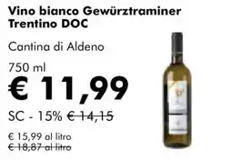 NaturaSì Vino bianco Gewürztraminer Trentino DOC Cantina di Aldeno offerta