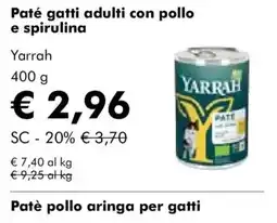 NaturaSì Paté gatti adulti con pollo e spirulina Yarrarah offerta