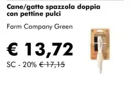 NaturaSì Cane/gatto spazzola doppia con pettine pulci Farm Company Green offerta