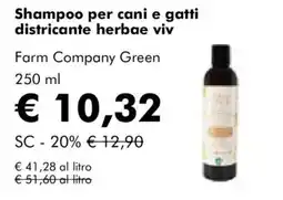 NaturaSì Shampoo per cani e gatti districante herbae viv Farm Company Green offerta