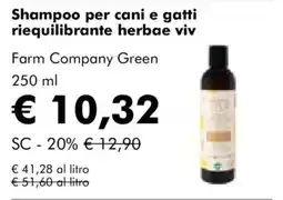 NaturaSì Shampoo per cani e gatti riequilibrante herbae viv Farm Company Green offerta
