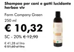 NaturaSì Shampoo per cani e gatti lucidante herbabae viv Farm Company Green offerta