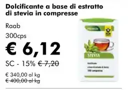 NaturaSì Dolcificante a base di estratto di stevia in compresse Raab offerta
