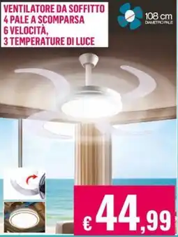 Satur VENTILATORE DA SOFFITTO 4 PALE A SCOMPARSA offerta