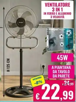 Satur VENTILATORE 3 IN 1 IN FERRO E ALLUMINIO offerta