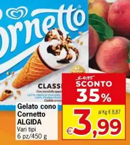 Eurospar Gelato cono Cornetto ALGIDA offerta