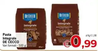 Eurospar Pasta Integrale DE CECCO offerta