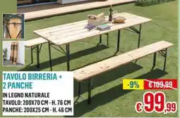Satur TAVOLO BIRRERIA + 2 PANCHE offerta