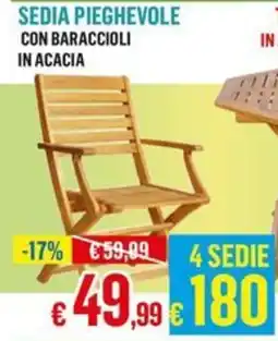 Satur SEDIA PIEGHEVOLE CON BARACCIOLI IN ACACIA offerta