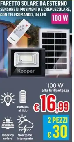 Satur Faretto solare da esterno Kooper offerta