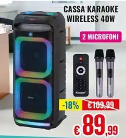Satur CASSA KARAOKE WIRELESS 40W Kooper offerta