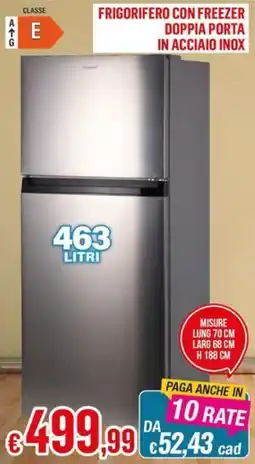Satur FRIGORIFERO CON FREEZER DOPPIA PORTA IN ACCIAIO INOX offerta