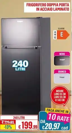 Satur FRIGORIFERO DOPPIA PORTA IN ACCIAIO LAMINATO offerta