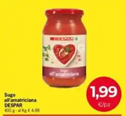 Eurospar Sugo all'amatriciana DESPAR offerta