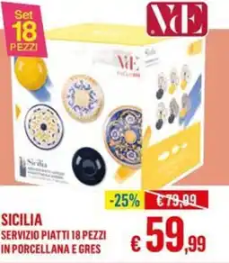 Satur Sicilia Servizio Piatti 18 Pezzi in Porcellana e Gres offerta