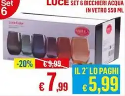 Satur Luce SET 6 BICCHIERI ACQUA IN VETRO offerta