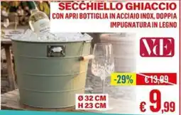 Satur SECCHIELLO GHIACCIO CON APRI BOTTIGLIA IN ACCIAIO INOX, DOPPIA IMPUGNATURA IN LEGNO offerta