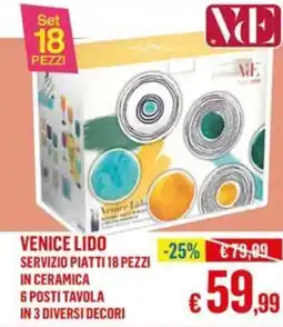 Satur VENICE LIDO SERVIZIO PIATTI 18 PEZZI IN CERAMICA offerta