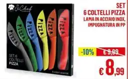 Satur Set 6 coltelli pizza &Chef offerta