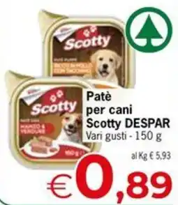 Eurospar Patè per cani Scotty offerta