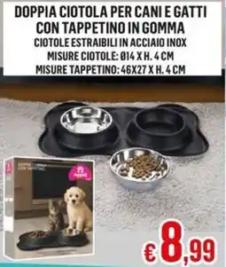 Satur DOPPIA CIOTOLA PER CANI E GATTI CON TAPPETINO IN GOMMA offerta