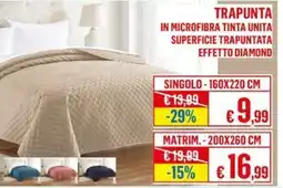 Satur TRAPUNTA IN MICROFIBRA TINTA UNITA SUPERFICIE TRAPUNTATA EFFETTO DIAMOND offerta