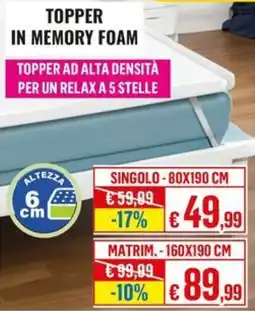 Satur Topper in memory foam offerta