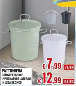 Satur PATTUMIERA CON COPERCHIO E IMPUGNATURE LATERALI IN LEGA DI ZINCO offerta