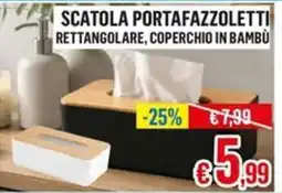 Satur SCATOLA PORTAFAZZOLETTI RETTANGOLARE, COPERCHIO IN BAMBU offerta