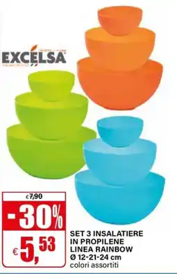 Il Gigante SET 3 INSALATIERE LINEA RAINBOW offerta