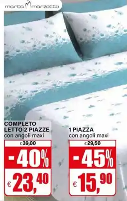 Il Gigante Completo letto 2 piazze con angoli maxi offerta