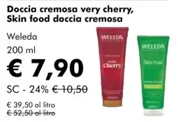 NaturaSì Doccia cremosa very cherry, Skin food doccia cremosa Weleda offerta