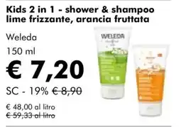 NaturaSì Kids 2 in 1 - shower & shampoo lime frizzante, arancia fruttata Weleda offerta